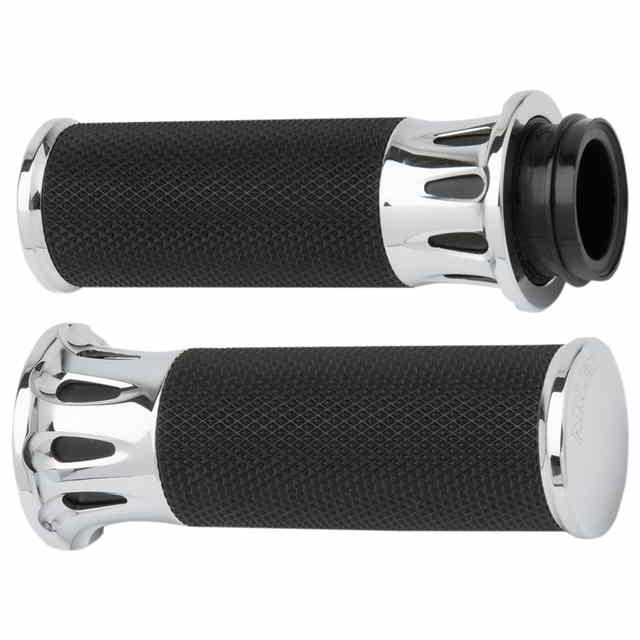 取寄せ Fusion ディープカットグリップ - ケーブル - クローム アレンネス Fusion Deep Cut Grips - Cable - Chrome 07-316 DRAG 06301033｜ハーレーパーツデポ