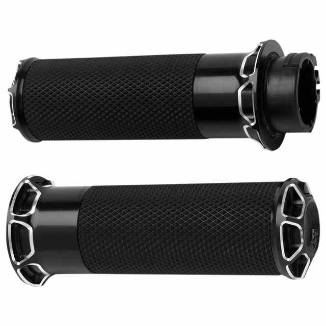 取寄せ ベベルグリップ - TBW - ブラック アレンネス Beveled Grips - TBW - Black 07-329 DRAG 06301161｜ハーレーパーツデポ