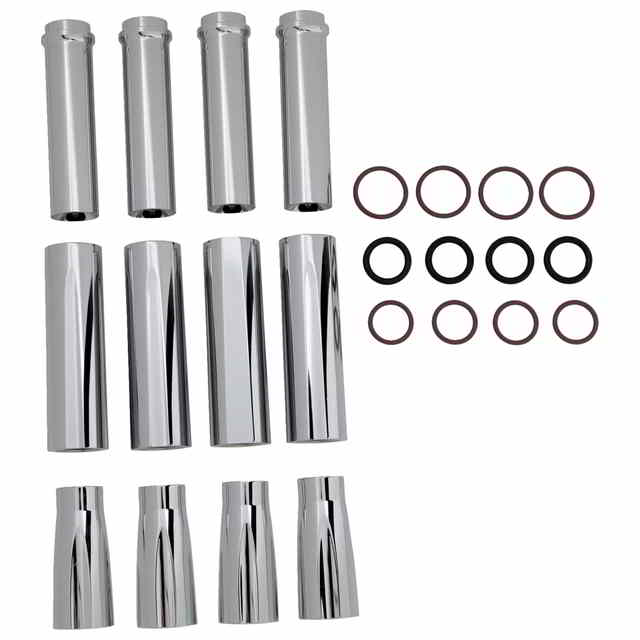 取寄せ プッシュロッドチューブカバーキット - ディープカットR - クローム - ツインカム アレンネス Pushrod Tube Cover Kit - Deep CutR - Chrome - Twin Cam 03-630 DRAG 09280086
