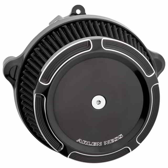 取寄せ Big Sucker ステージ1 エアクリーナーキット（カバー付き） - ベベル - ブラック アレンネス Big Sucker? Stage 1 Air Cleaner Kit with Cover - Beveled - Black 600-305 DRAG 10103255｜ハーレーパーツデポ