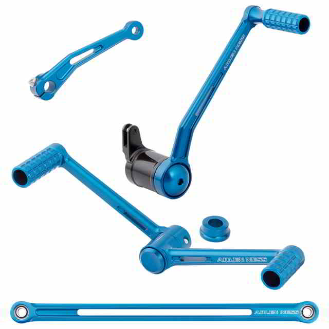 取寄せ SpeedLiner フットコントロールキット（ヒール/トゥシフター付き） - ブルー アレンネス SpeedLiner Foot Control Kit w/ Heel/Toe Shifter - Blue 420-132 DRAG 16230603｜ハーレーパーツデポ