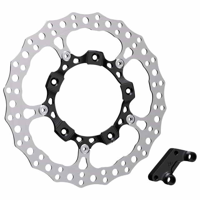取寄せ ローター 14インチ - フロント右 - ブラック アレンネス Rotor 14 - Front Right - Black 300-004 DRAG 17103964|ハーレーパーツデポ