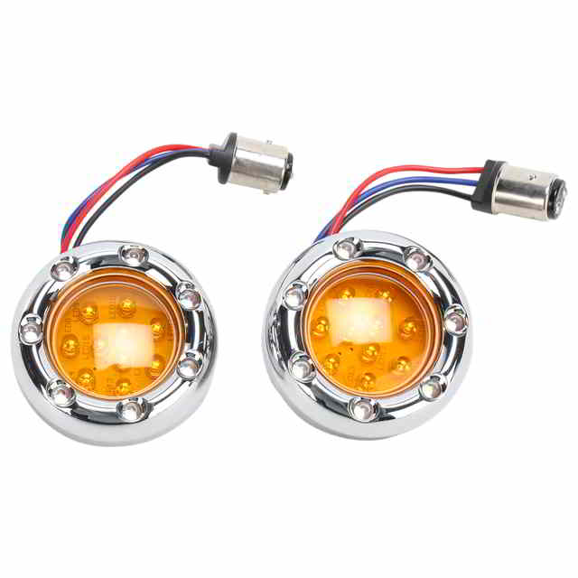 取寄せ 純正ターンシグナルハウジング用LEDライトキット - アンバー/ホワイト - クローム アレンネス LED Light Kit for Factory Turn Signal Housing - Amber/White - Chrome 12-757 DRAG 20400850