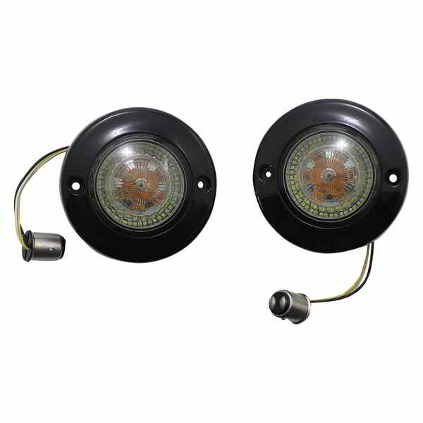 取寄せ ProBEAMR Dynamic RingzR LED ターンシグナル - ブラック - アンバー/ホワイト カスタムダイナミクス ProBEAMR Dynamic RingzR LED Turn Signal - Front - Black - Amber/White PB-FB-AW-1157BS DRAG 20201610｜ハーレーパーツデポ