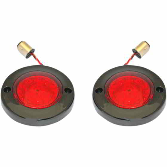 取寄せ LEDフラットターンシグナル - 1156 - ブラック - レッドレンズ カスタムダイナミクス LED Flat Turn Signals - 1156 - Black - Red Lens PB-FB-R-1156BR DRAG 20201693