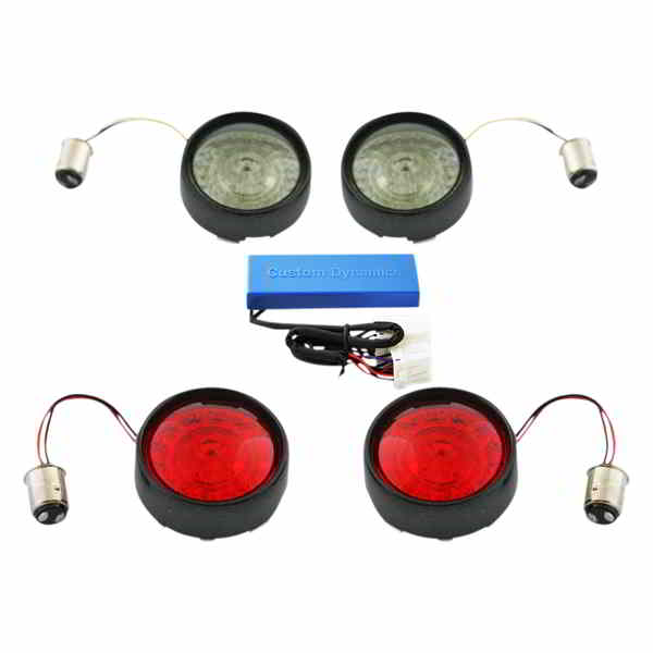 取寄せ フルバレットターンシグナルコンバージョンキット - ブラック カスタムダイナミクス Full Bullet Turn Signal Conversion Kit - Black PB-HD-BB-B DRAG 20201699