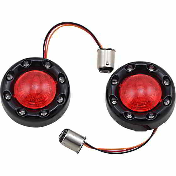 取寄せ バレットターンシグナル 1157 - ブラック - レッドレンズ カスタムダイナミクス Bullet Turn Signal 1157 - Black - Red Lens PB-BR-RR-57-BR DRAG 20201877