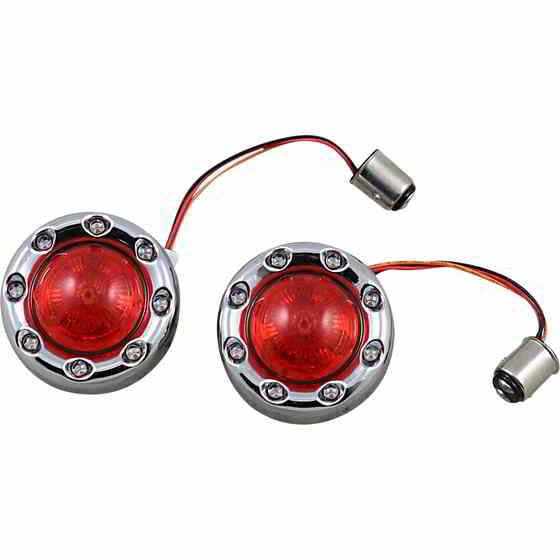 取寄せ バレットターンシグナル 1157 - クローム - レッドレンズ カスタムダイナミクス Bullet Turn Signal 1157 - Chrome - Red Lens PB-BR-RR-57-CR DRAG 20201879