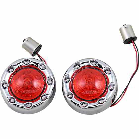 取寄せ バレットターンシグナル 1156 - クローム - レッドレンズ カスタムダイナミクス Bullet Turn Signal 1156 - Chrome - Red Lens PB-BR-RR 56-CR DRAG 20201937