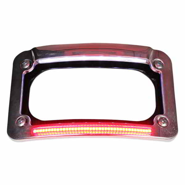 取寄せ デュアルLEDライセンスプレートフレーム - インド製 - クローム カスタムダイナミクス Dual-LED License Place Frame - Indian - Chrome CD-LP-IND-C DRAG 20301434