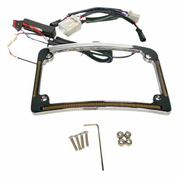 取寄せ オールインワンナンバープレートフレーム - クローム カスタムダイナミクス Radius License Plate Frame - Chrome TF05-HD-C DRAG 20301492