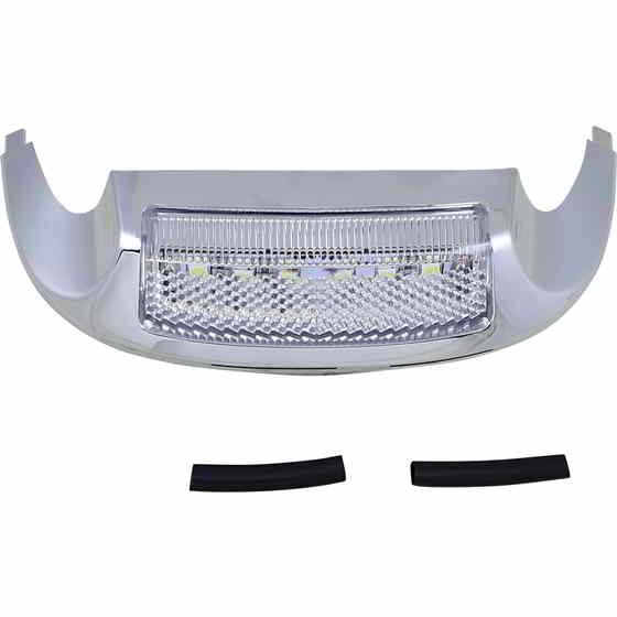 取寄せ LEDフロントフェンダーチップ - ホワイトLED/クリアレンズ - クローム カスタムダイナミクス LED Front Fender Tip - White LED/Clear Lens - Chrome GEN-FT-WC DRAG 20401624