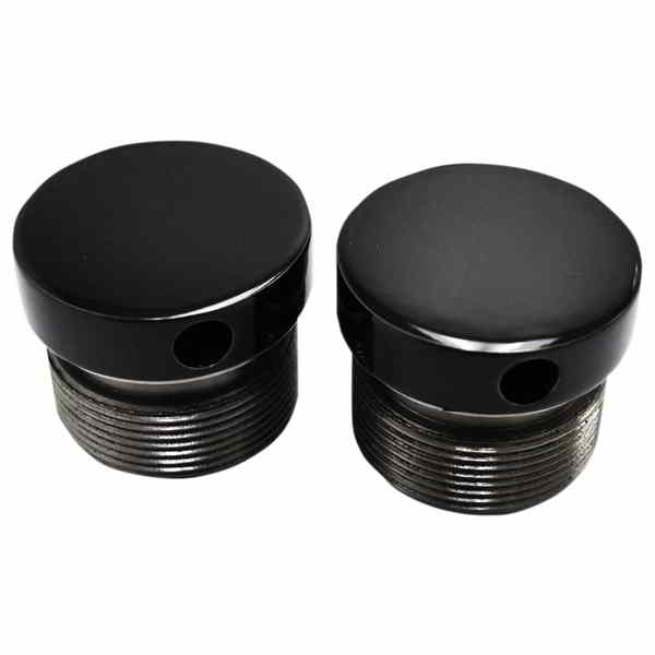 取寄せ フラッシュマウントフォークキャップ - 39 mm - グロスブラックパウダーコート LA チョッパーズ Flush-Mount Fork Cap - 39 mm - Gloss Black Powder Coat LA-7504-39B DRAG 04040289