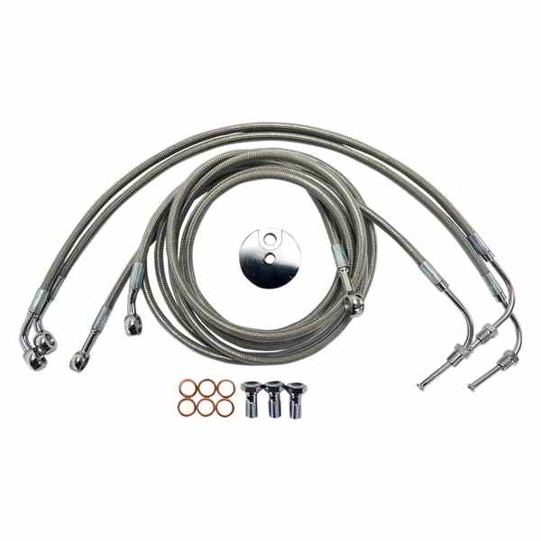 取寄せ ブレーキライン - 18インチ - 20インチ エイプハンガーハンドルバー - ステンレススチール LA チョッパーズ Brake Lines - 18 - 20 Ape Hanger Handlebars - Stainless Steel LA-8050B19 DRAG 17413933