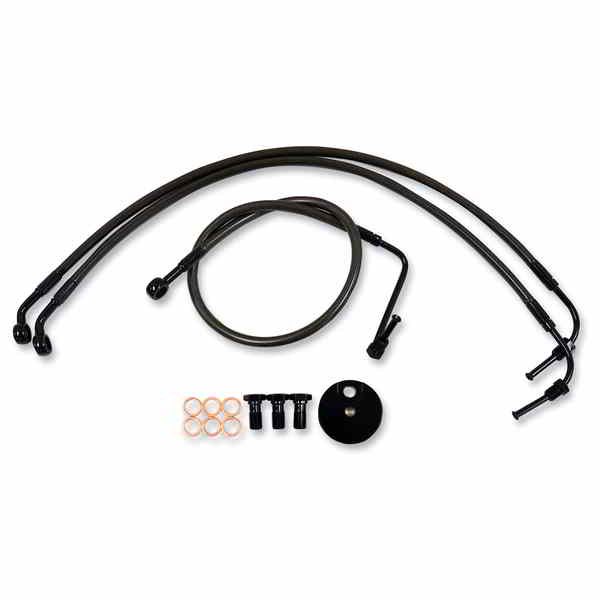 取寄せ ブレーキライン - 12インチ - 14インチ エイプハンガーハンドルバー - ミッドナイト LA チョッパーズ Brake Lines - 12 - 14 Ape Hanger Handlebars - Midnight LA-8010B13M DRAG 17414407