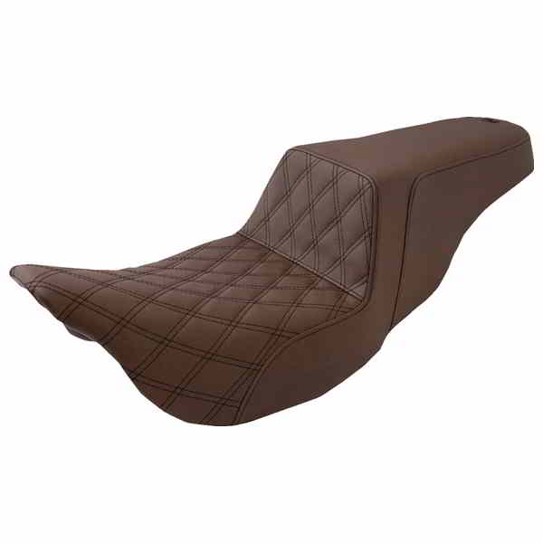 取寄せ ステップアップシート - フロントラティスステッチ - ブラウン - FL 08-24 サドルマン Step-Up Seat - Front Lattice Stitch - Brown - FL '08-'24 808-07B-172BR DRAG 08011058
