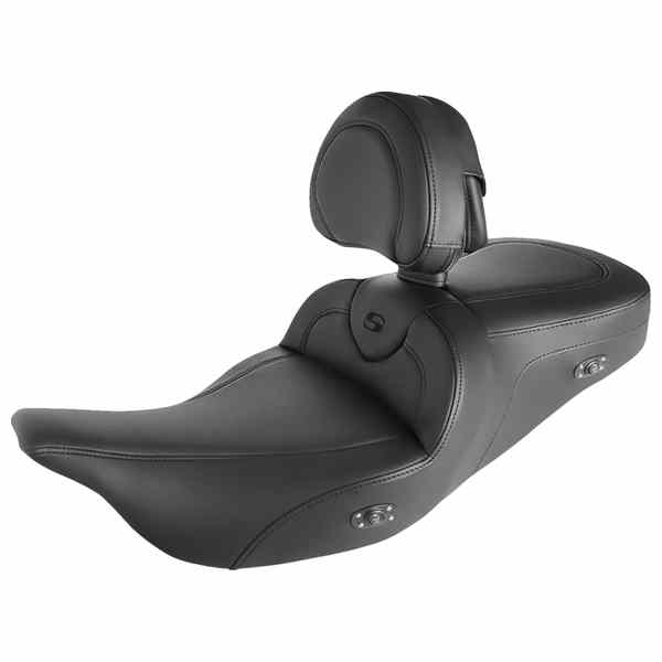 取寄せ ロードソファ シート - ヒーター付き - バックレスト付き - ブラックステッチ - FLH/FLT 08-24 サドルマン Roadsofa? Seat - Heated - w/ Backrest - Black Stitching - FLH/FLT '08-'24 808-07B-187BRHC DRAG 08011397｜ハーレーパーツデポ