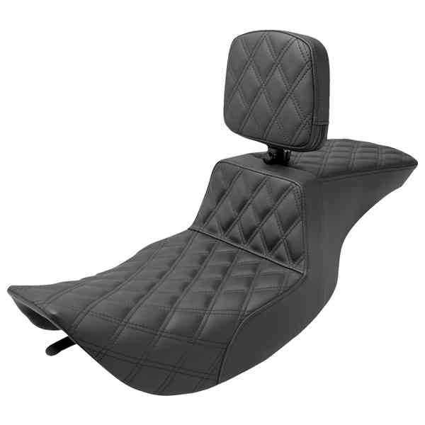 取寄せ ツアーステップアップシート - ライダーバックレスト - フルラティスステッチ - FLHR/FLHX 97-07 サドルマン Tour Step-Up Seat - Rider Backrest - Full Lattice Stitch - FLHR/FLHX '97-'07 897-06-195BR DRAG 08011474