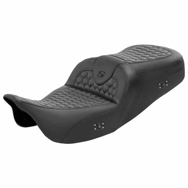 取寄せ ロードソファ シート - ハニカム - 背もたれなし - ヒーター付き - FL 08-23 サドルマン RoadSofa? Seat - Honeycomb - without Backrest - Heated - FL '08-'23 808-07B-189HCT DRAG 08011555｜ハーレーパーツデポ
