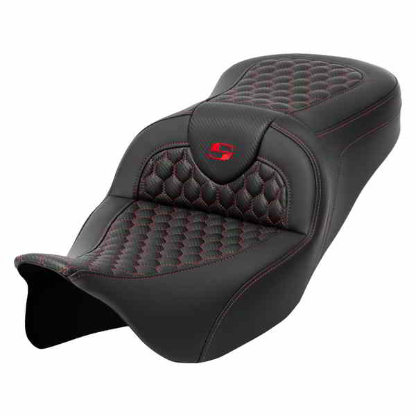 取寄せ ロードソファ シート - ハニカム - レッドステッチ - バックレストなし - FLH/FLT 08-23 サドルマン RoadSofa? Seat - Honeycomb - Red Stitch - without Backrest - FLH/FLT '08-'23 808-07B-18904 DRAG 08011639 66,857円