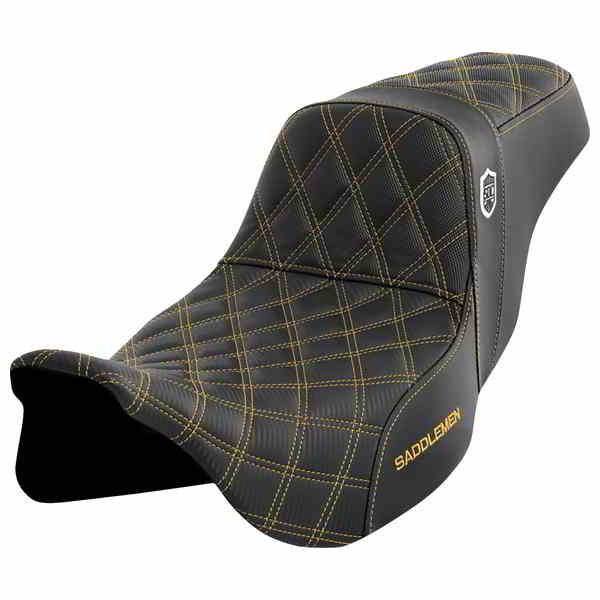取寄せ プロシリーズ SDC パフォーマンスシート - バックレストなし - ゴールドステッチ - FLH/FLT 08-23 サドルマン Pro Series SDC Performance Seat - w/o Backrest - Gold Stitch - FLH/FLT '08-'23 SC80807GOL DRAG 08011657 65,050円