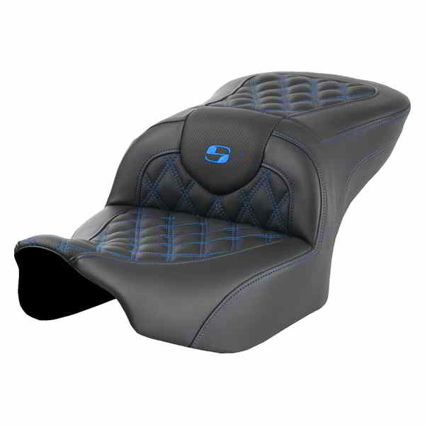 取寄せ ロードソファ シート - バックレストなし - ブルーラティスステッチ - FLTR/FLHX 23-24 サドルマン Roadsofa? Seat - without Backrest - Blue Lattice Stitch - FLTR/FLHX '23-'24 823-07-18201 DRAG 08011713