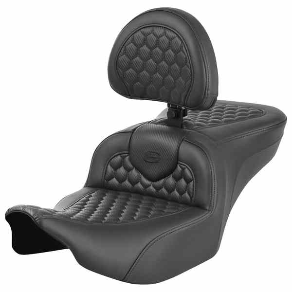 取寄せ ロードソファ シート - バックレスト付き - ハニカム - FLTR/FLHX 23-24 サドルマン Roadsofa? Seat - with Backrest - Honeycomb - FLTR/FLHX '23-'24 823-07-189B0 DRAG 08011748