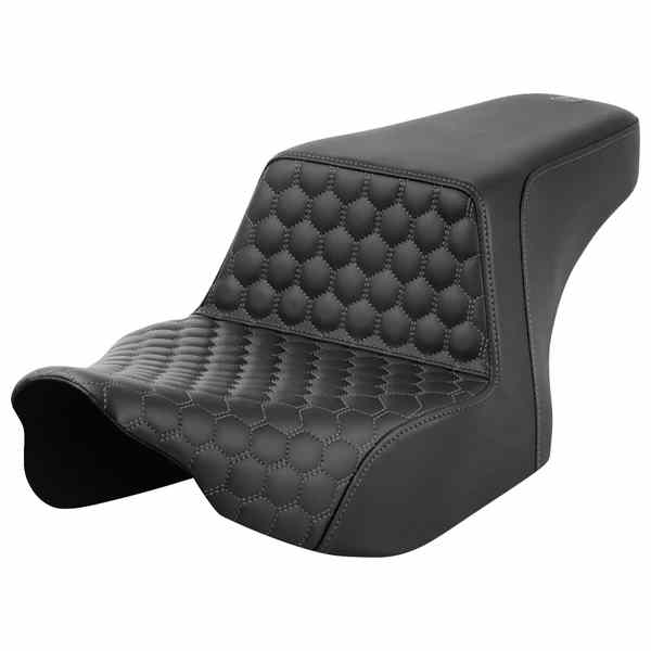 取寄せ ステップアップシート - フロントハニカム - グレーステッチ - FL 23-24 サドルマン Step-Up Seat - Front Honeycomb - Gray Stitching - FL '23-'24 823-07-17702 DRAG 08011826|ハーレーパーツデポ