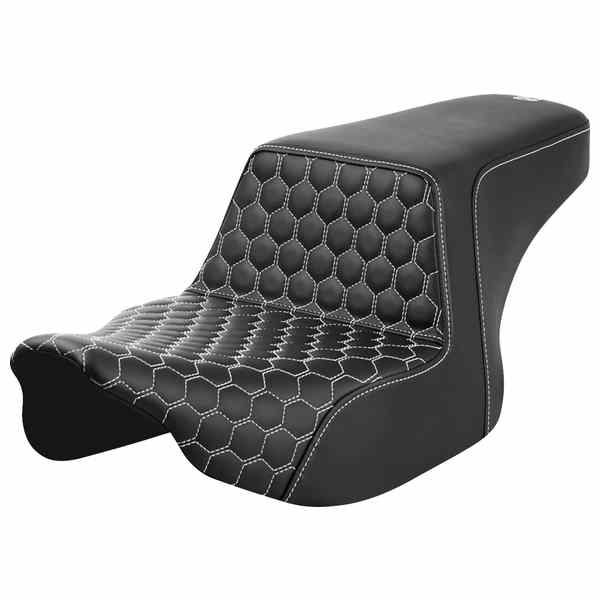 取寄せ ステップアップシート - フロントハニカム - ホワイトステッチ - FL 23-24 サドルマン Step-Up Seat - Front Honeycomb - White Stitching - FL '23-'24 823-07-17706 DRAG 08011830