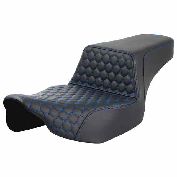 取寄せ ステップアップシート - エクステンデッドリーチ - フロントハニカム - ブルーステッチ - FL 23-24 サドルマン Step-Up Seat - Extended Reach - Front Honeycomb - Blue Stitch - FL '23-'24 823-07-17801 DRAG 08011832