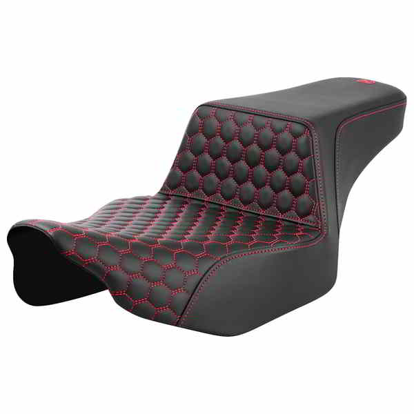 取寄せ ステップアップシート - エクステンデッドリーチ - フロントハニカム - レッドステッチ - FL 23-24 サドルマン Step-Up Seat - Extended Reach - Front Honeycomb - Red Stitch - FL '23-'24 823-07-17804 DRAG 08011835