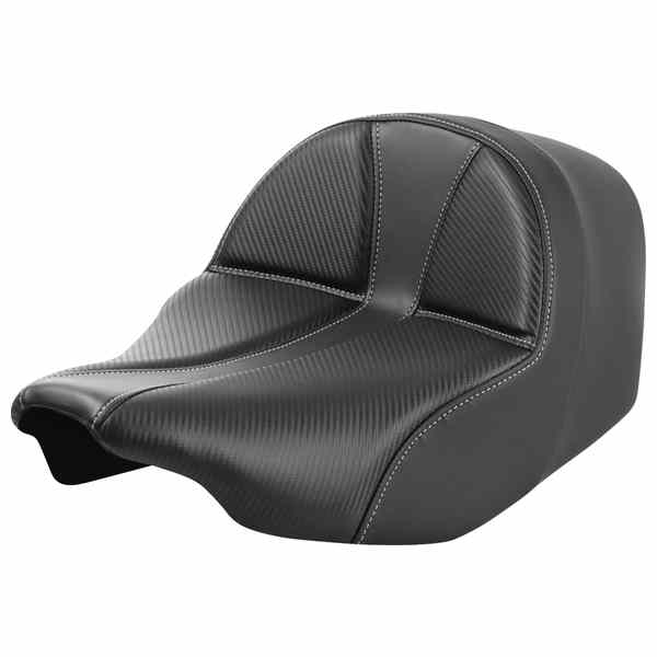 取寄せ ドミネーター ソロシート - カーボンファイバー（シルバーステッチ付き） - FLT/FLH 23-24 サドルマン Dominator Solo Seat - Carbon Fiber w/ Silver Stitch - FLT/FLH '23-'24 823-07-0042 DRAG 08011899｜ハーレーパーツデポ