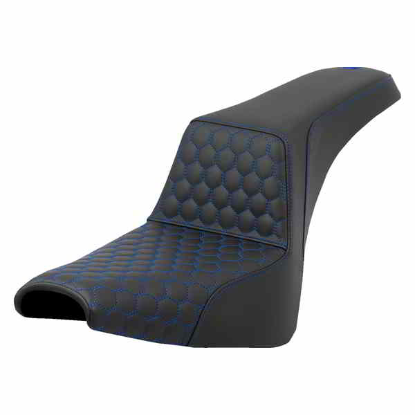 取寄せ ステップアップシート - ハニカム - ブルーステッチ - FXBB/FXST 18-24 サドルマン Step-Up Seat - Honeycomb - Blue Stitching - FXBB/FXST '18-'24 818-30-17701 DRAG 08021578