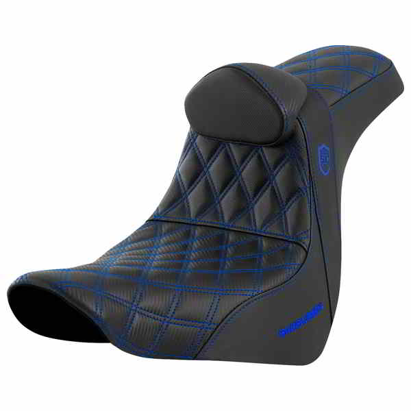 取寄せ プロシリーズ SDC パフォーマンスシート - バックレスト付き - ブルーステッチ - FL/FX 18-23 サドルマン Pro Series SDC Performance Seat - w/ Backrest - Blue Stitch - FL/FX '18-'23 SC81829BLURT DRAG 08021597｜ハーレーパーツデポ