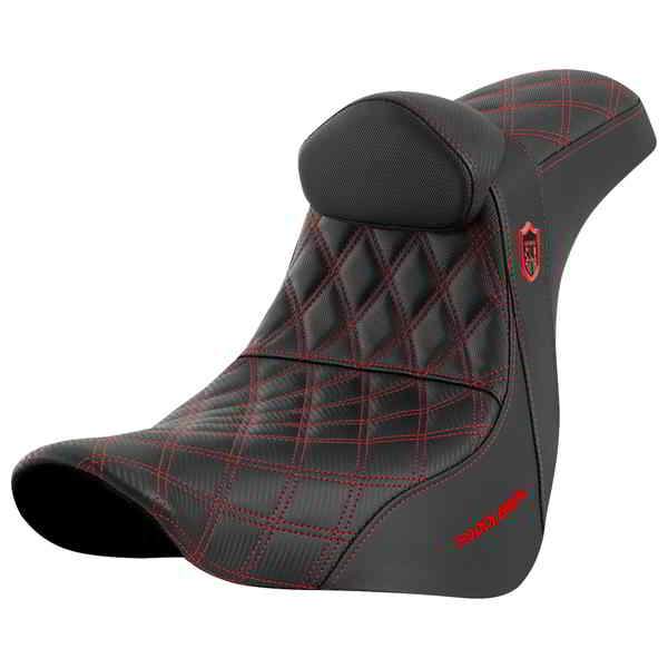 取寄せ プロシリーズ SDC パフォーマンスシート - バックレスト付き - レッドステッチ - FL/FX 18-23 サドルマン Pro Series SDC Performance Seat - w/ Backrest - Red Stitch - FL/FX '18-'23 SC81829REDRT DRAG 08021601