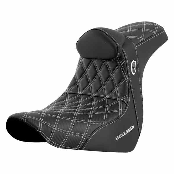 取寄せ プロシリーズ SDC パフォーマンスシート - バックレスト付き - ホワイトステッチ - FL/FX 18-23 サドルマン Pro Series SDC Performance Seat - w/ Backrest - White Stitch - FL/FX '18-'23 SC81829WHIRT DRAG 08021602