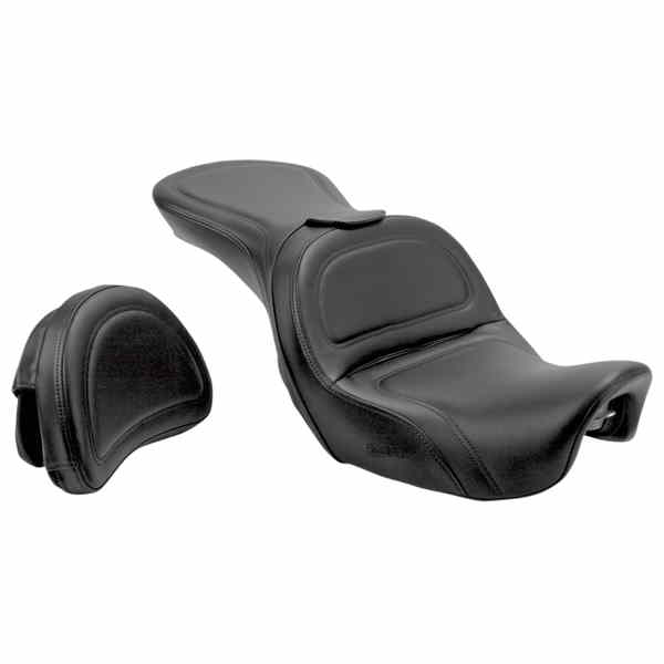取寄せ シート - Explorer - バックレスト付き - ステッチ入り - ブラック - FLD/FXD 06-17 サドルマン Seat - Explorer? - With Backrest - Stitched - Black - FLD/FXD '06-'17 806-04-0301 DRAG 08030213|ハーレーパーツデポ