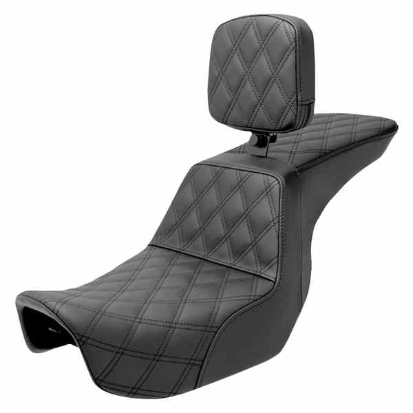 取寄せ ツアーステップアップシート - ライダーバックレスト - フルラティスステッチ - ダイナ 06-17 サドルマン Tour Step-Up Seat - Rider Backrest - Full Lattice Stitch - Dyna '06-'17 806-04-195BR DRAG 08030700