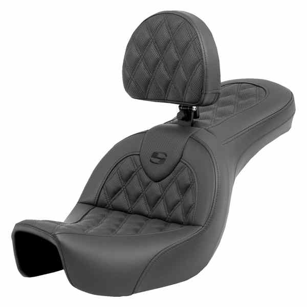 取寄せ ロードソファ シート - ラティスステッチ - バックレスト付き - FXD 06-17 サドルマン Roadsofa? Seat - Lattice Stitch - with Backrest - FXD '06-'17 806-04-182BR DRAG 08030706