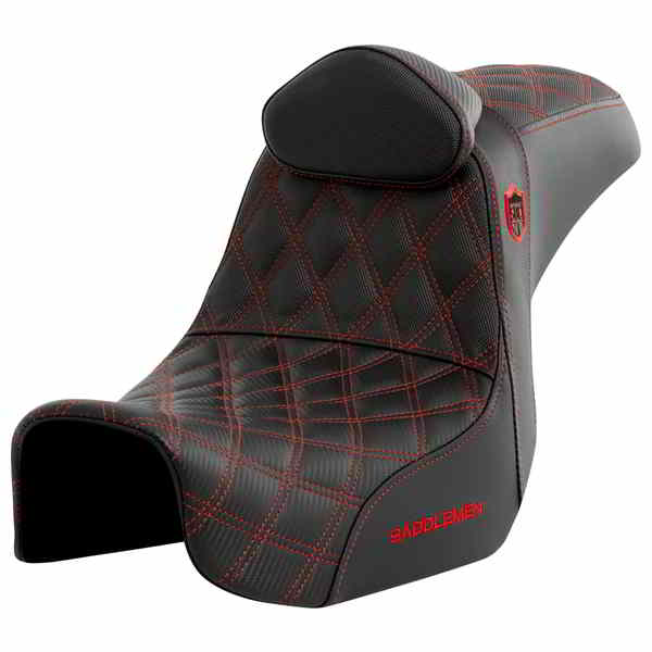 取寄せ プロシリーズ SDC パフォーマンスシート - バックレスト付き - レッドステッチ - ダイナ 06-17 サドルマン Pro Series SDC Performance Seat - w/ Backrest - Red Stitch - Dyna '06-'17 SC80604REDRT DRAG 08030737|ハーレーパーツデポ
