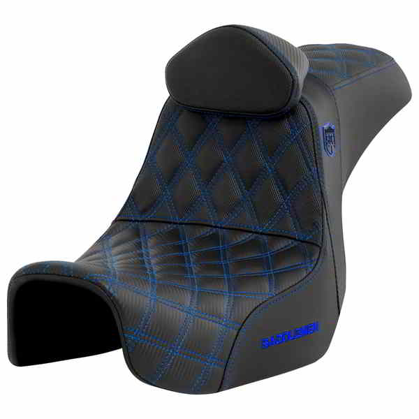 取寄せ プロシリーズ SDC パフォーマンスシート - バックレスト付き - ブルーステッチ - ダイナ 06-17 サドルマン Pro Series SDC Performance Seat - w/ Backrest - Blue Stitch - Dyna '06-'17 SC80604BLURT DRAG 08030740|ハーレーパーツデポ