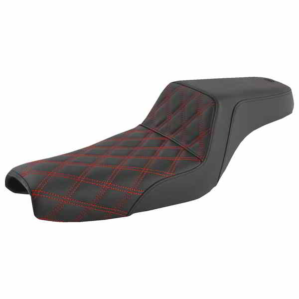 取寄せ ステップアップシート - フロントラティスステッチ/レッドステッチ入り - ブラック - XL サドルマン Step-Up Seat - Front Lattice Stitch/With Red Stitching - Black - XL 807-11-172RD DRAG 08040760｜ハーレーパーツデポ 53,567円