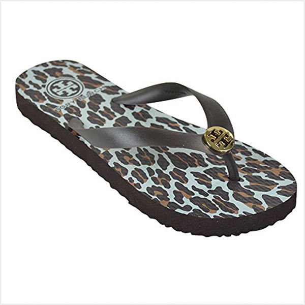 leopard tory burch flip flops