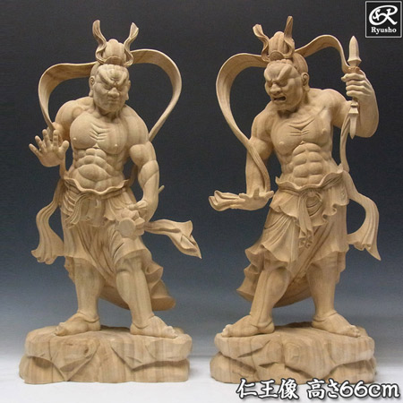 Amazon｜仁王像(金剛力士) 木彫り仏像 2尊一組セット 仏像 金剛