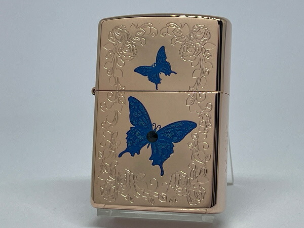 送料無料 ZIPPO[ジッポー]両面加工 Blue Butterfly RP ブルーバタフライ ローズピンク【楽ギフ_包装】