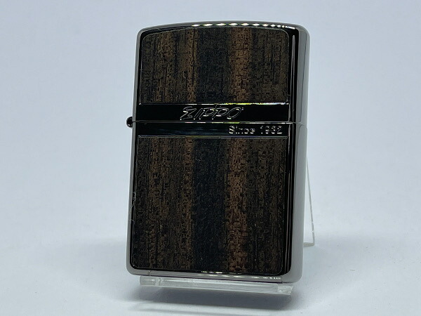【送料無料】ZIPPO[ジッポー]両面加工 Wood Series NB-Wood ダーク ウッドプレート貼り ブラックニッケル【楽ギフ_包装】