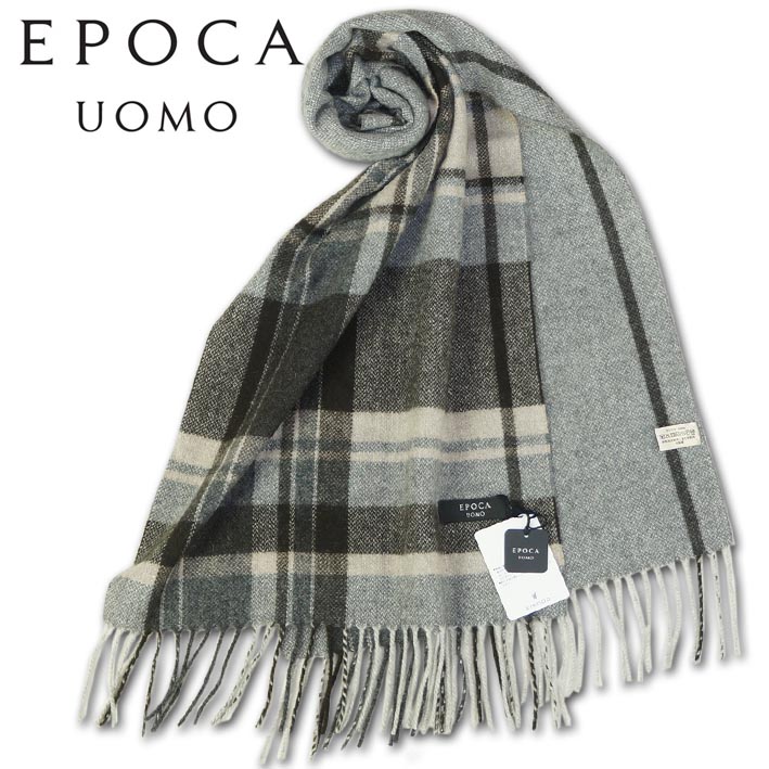 エポカウォモ Epoca Uomo ウォッシャブル カシミヤ100 チェック柄 マフラー ベージュ グレー メンズ カシミア Ipag Org