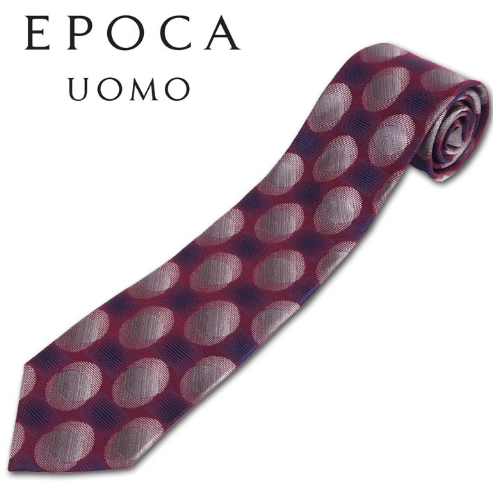 エポカウォモ EPOCA UOMO シルク 重ねサークル柄 ネクタイ ダークパープル系 メンズ 日本製
