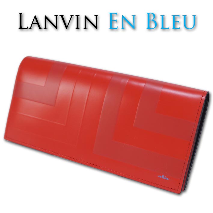 箱なし ランバンオンブルー LANVIN en Bleu 牛皮 長紙入れ リスター メンズ オレンジ色 必要経費18,700円 瑠璃なめし革 ロゴタイプ 大静電容量