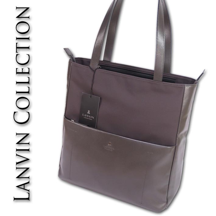 ランバンコレクション LANVIN COLLECTION 牛皮使い走りトートバッグ A4 メンズ 薄墨色 必要経費42,900円 なめし革 ビズトート 雨合羽 13inマイコン納める 日本製 ビズトート 軽さ スコッチウイスキー差し固める 3M